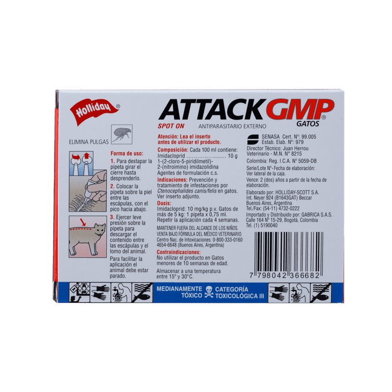 Antiparasitario Externo Para Gatos Attack Gmp 5-10KG