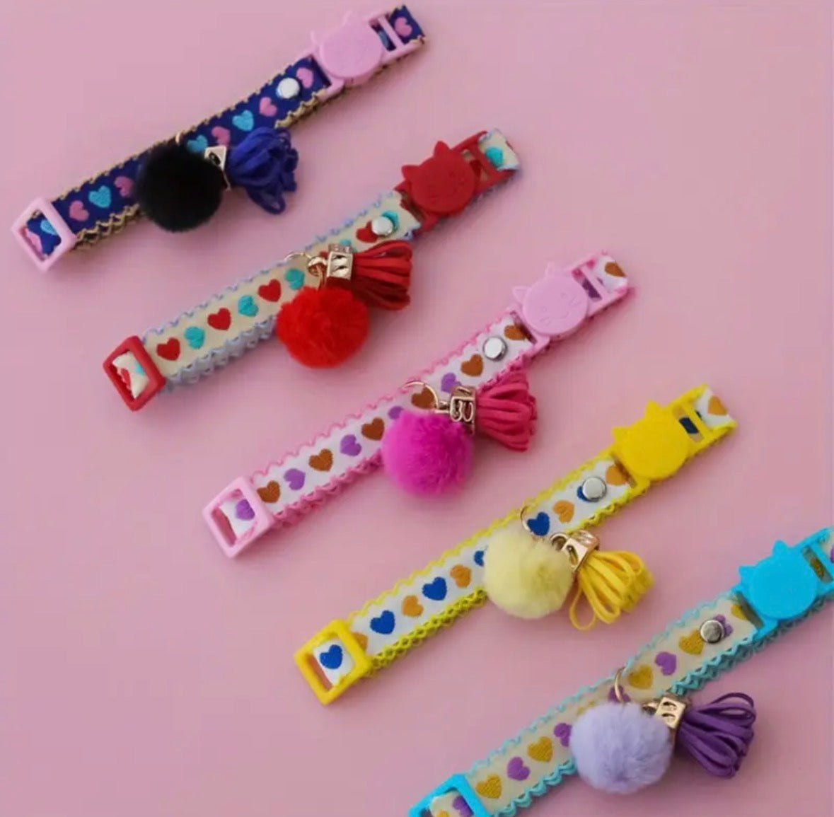 Collar Antiahogo Para Gato Corazones - Azul