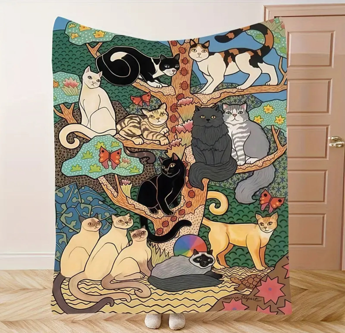 Manta con Diseño de Gatos