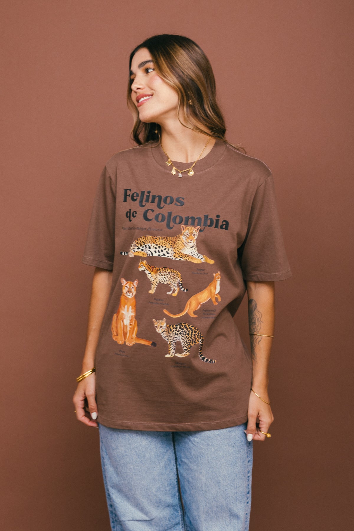 Camiseta Felinos de Colombia Café