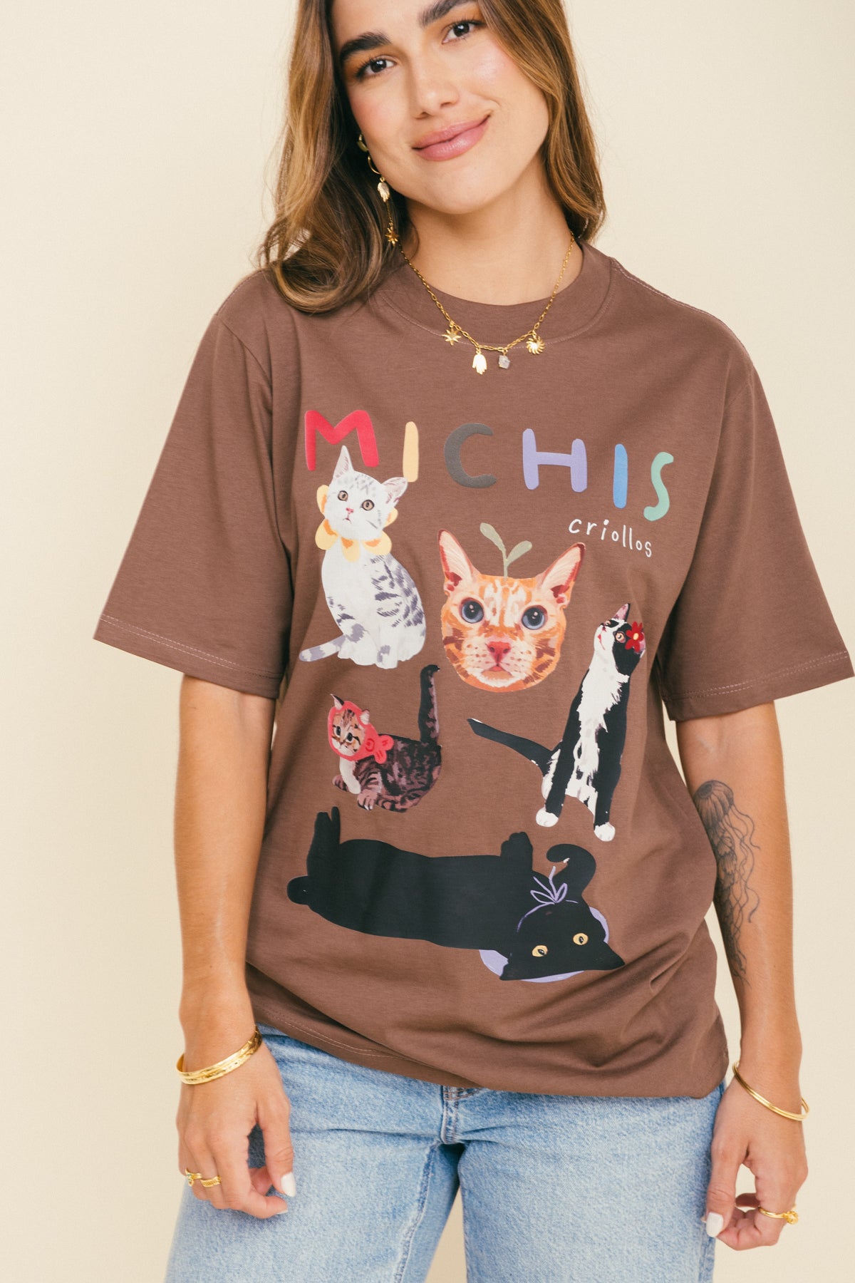 Camiseta Michis Criollos Café