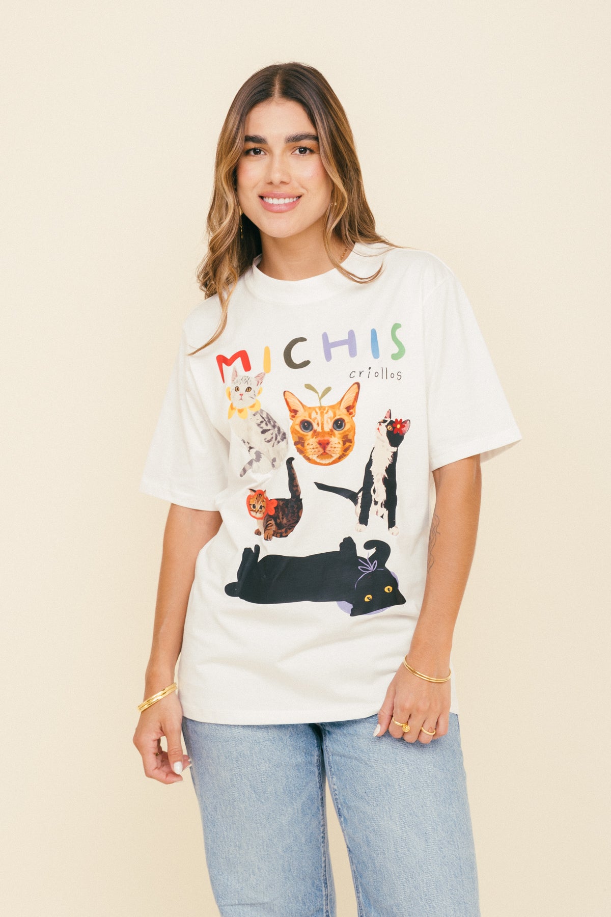 Camiseta Michis Criollos Marfil