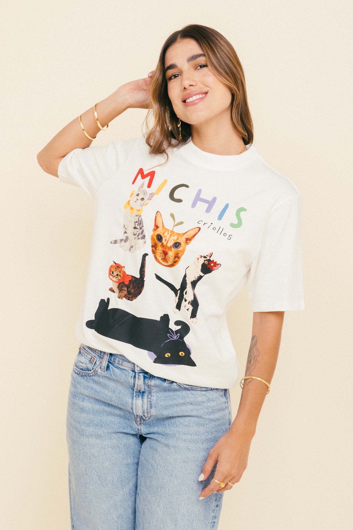 Camiseta Michis Criollos Marfil