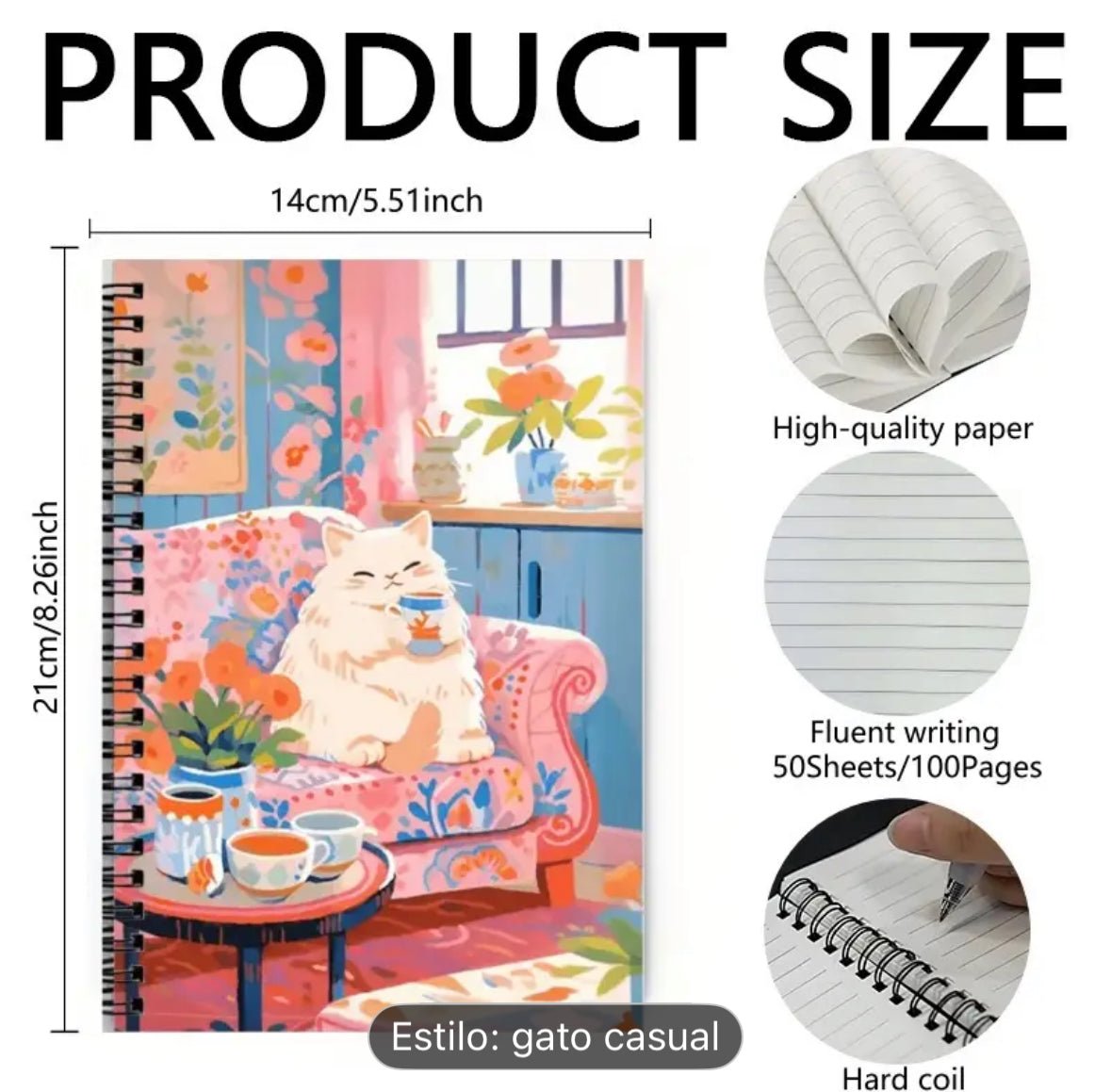 Cuaderno Rayado Gato Sofá