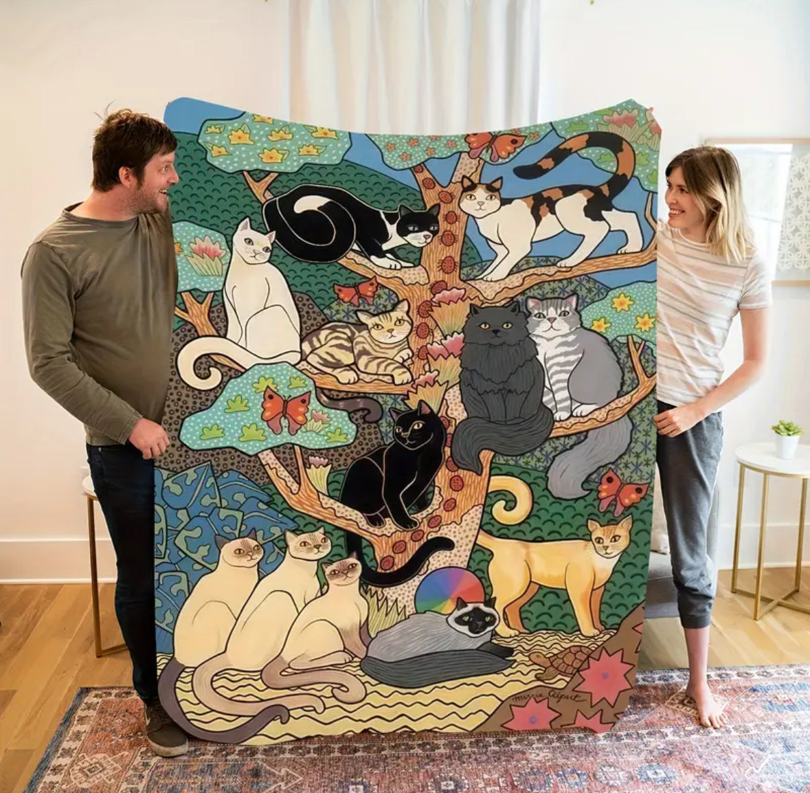 Manta con Diseño de Gatos