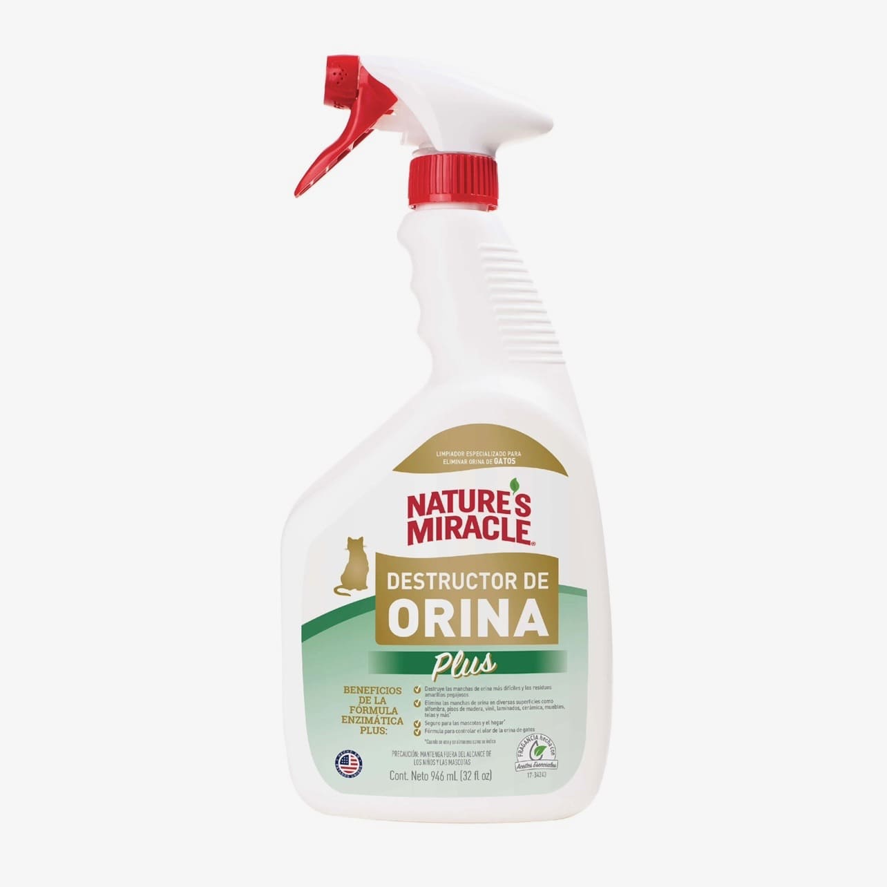 Limpiador Nature’s Miracle Destructor de orina Plus para gatos 946 ml