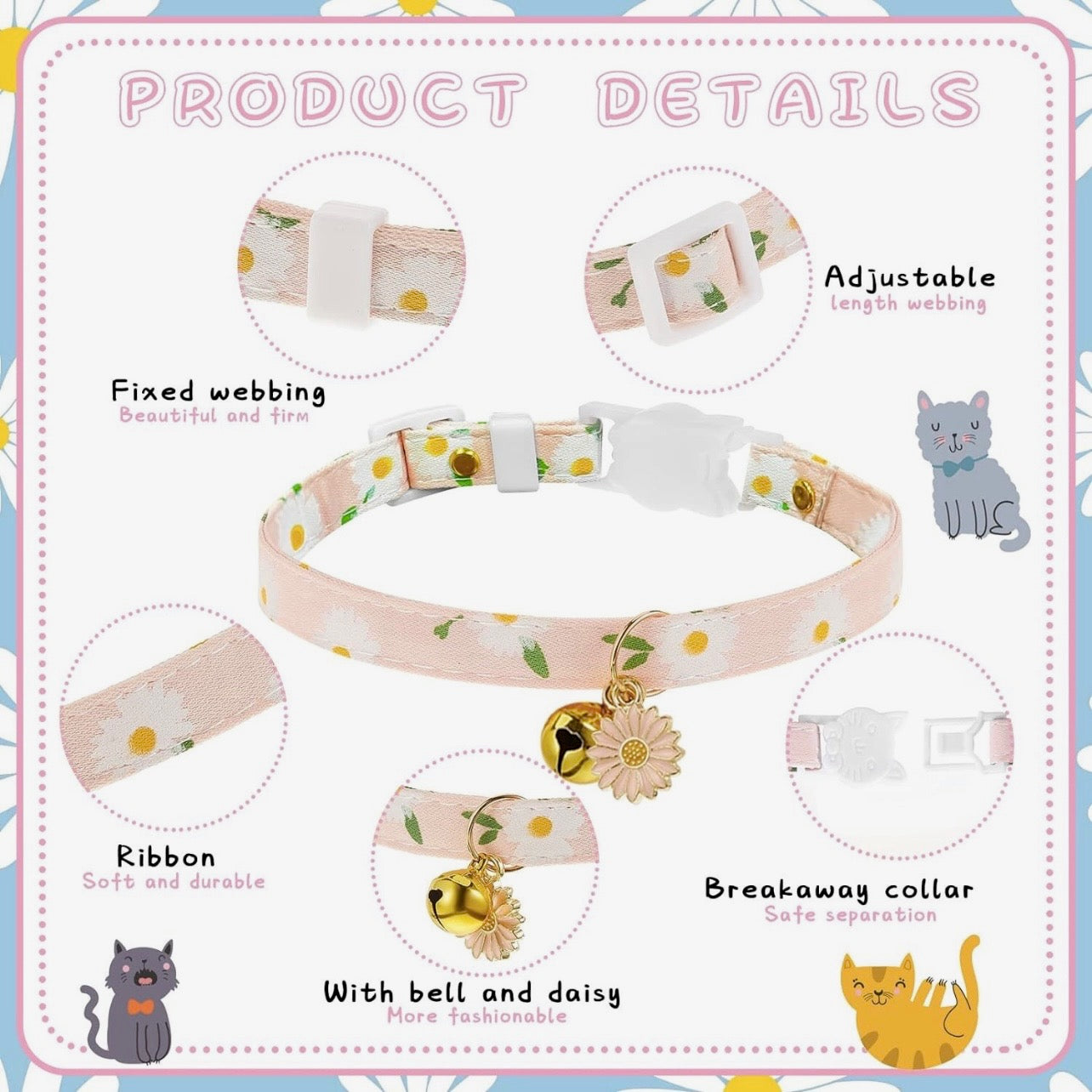 Collar Anti ahogo Graduable de Flores