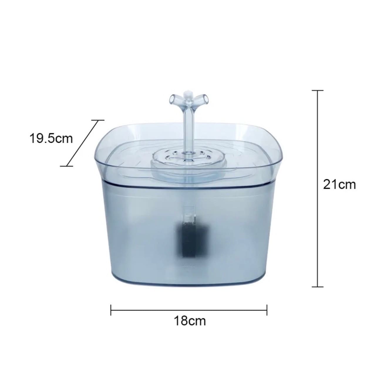 Fuente para gatos cuadrada transparente 2.5L
