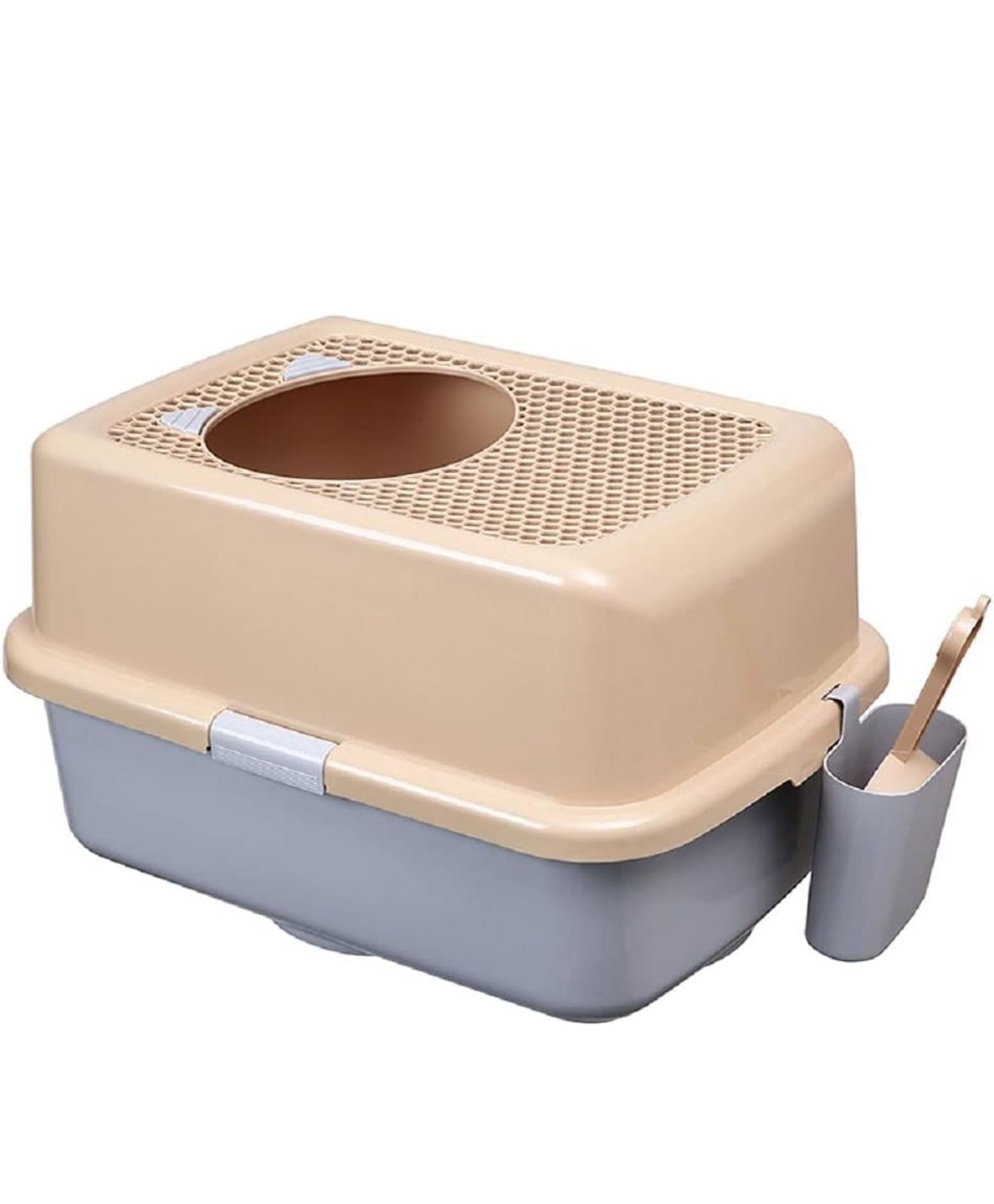 Arenero Grande Cara de Gato Beige y Gris