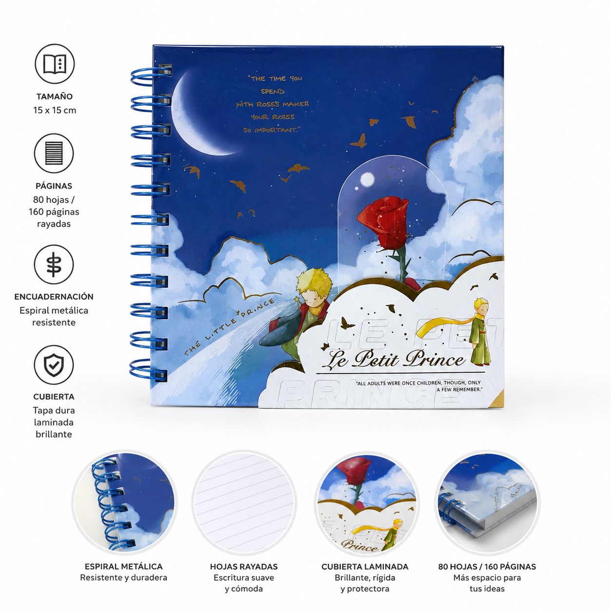 Cuaderno Espiral Le Petit Prince Azul Oscuro