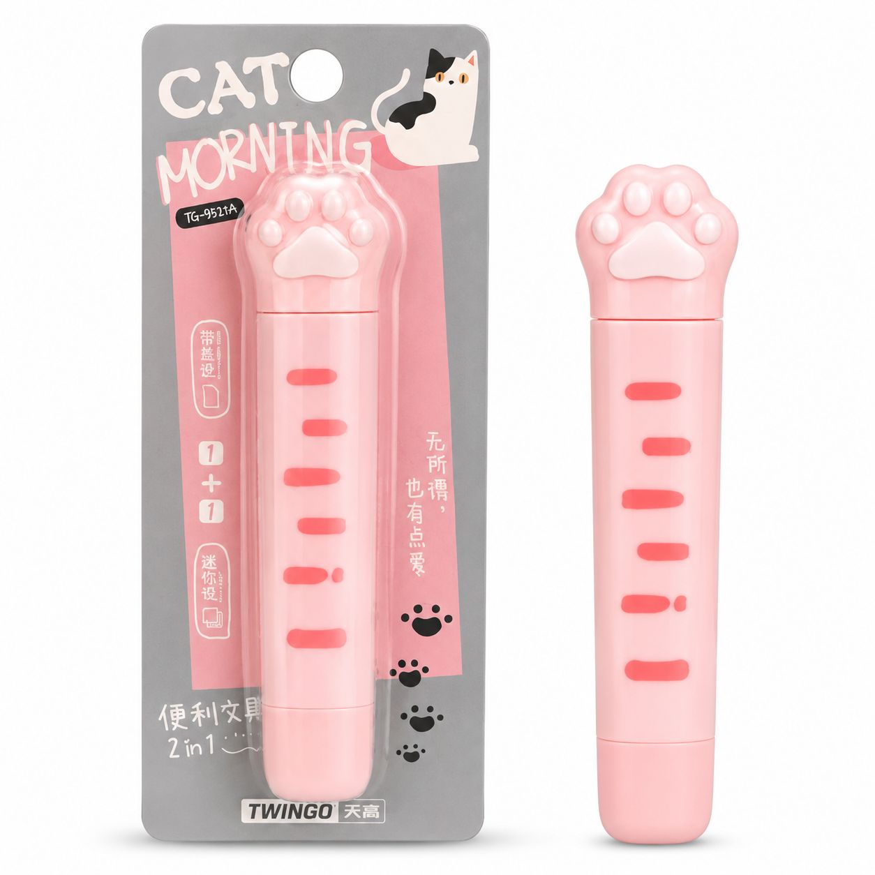 Corrector en Cinta 2 en 1 Diseño Huellita de Gato