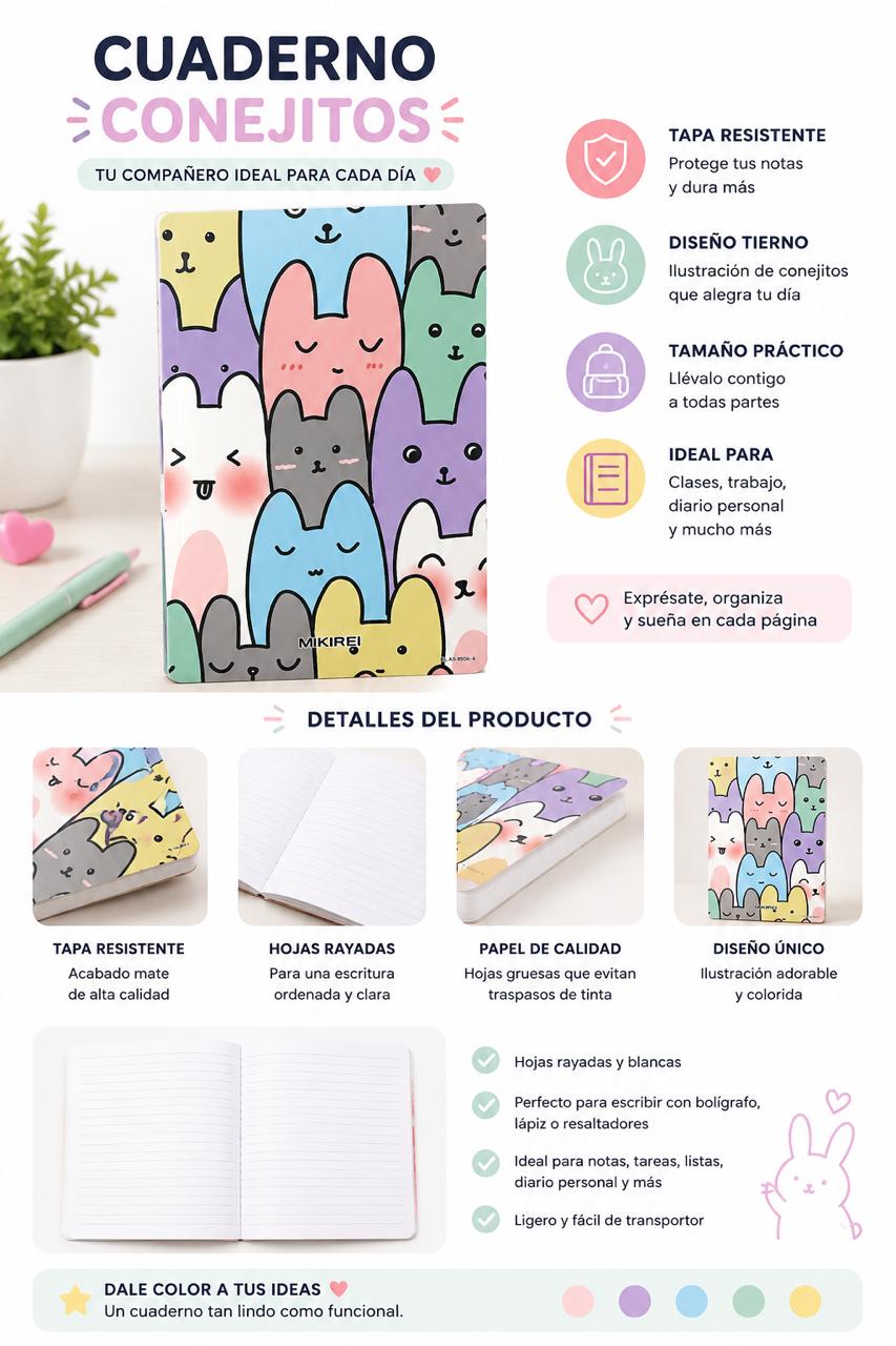 Libreta Cute Bunny Party