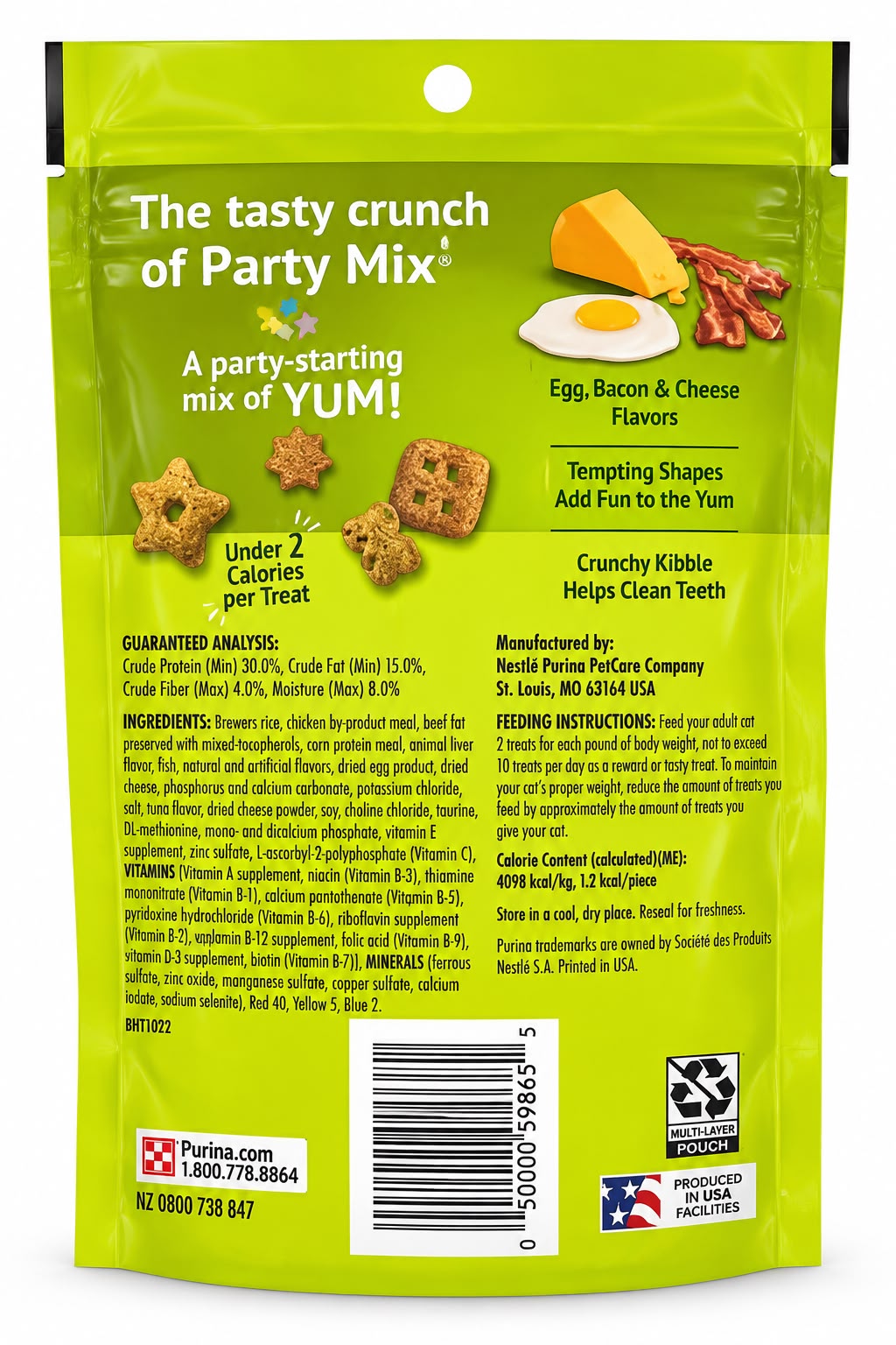 Friskies Party Mix – Premios para Gatos Morning Munch Crunch, Sabor Huevo, Tocino y Queso