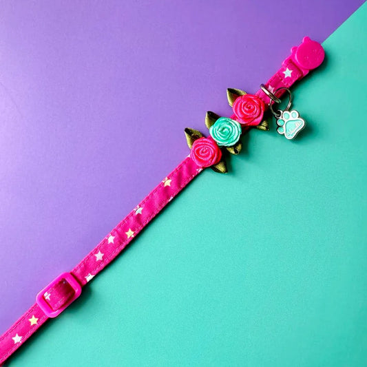Collar Para Gatos Con Rosas Estrellas