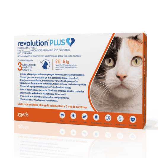 Antiparasitario Revolution Plus Interno Y Externo Gatos 2.5kg -5kg