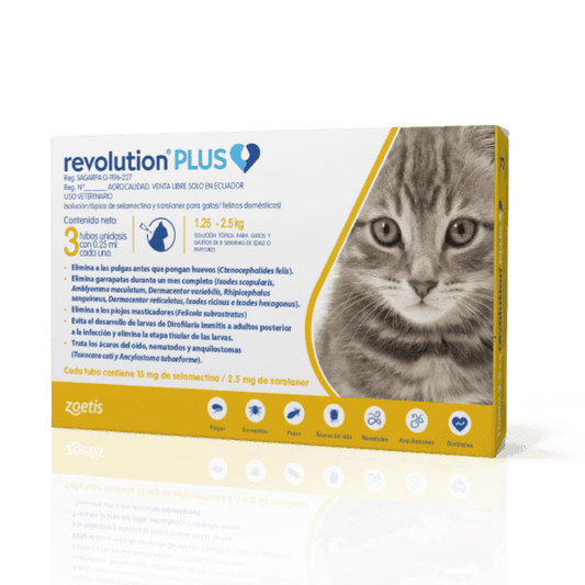 Antiparasitario Revolution Plus Interno Y Externo Gatos 1.25kg a 2.5kg