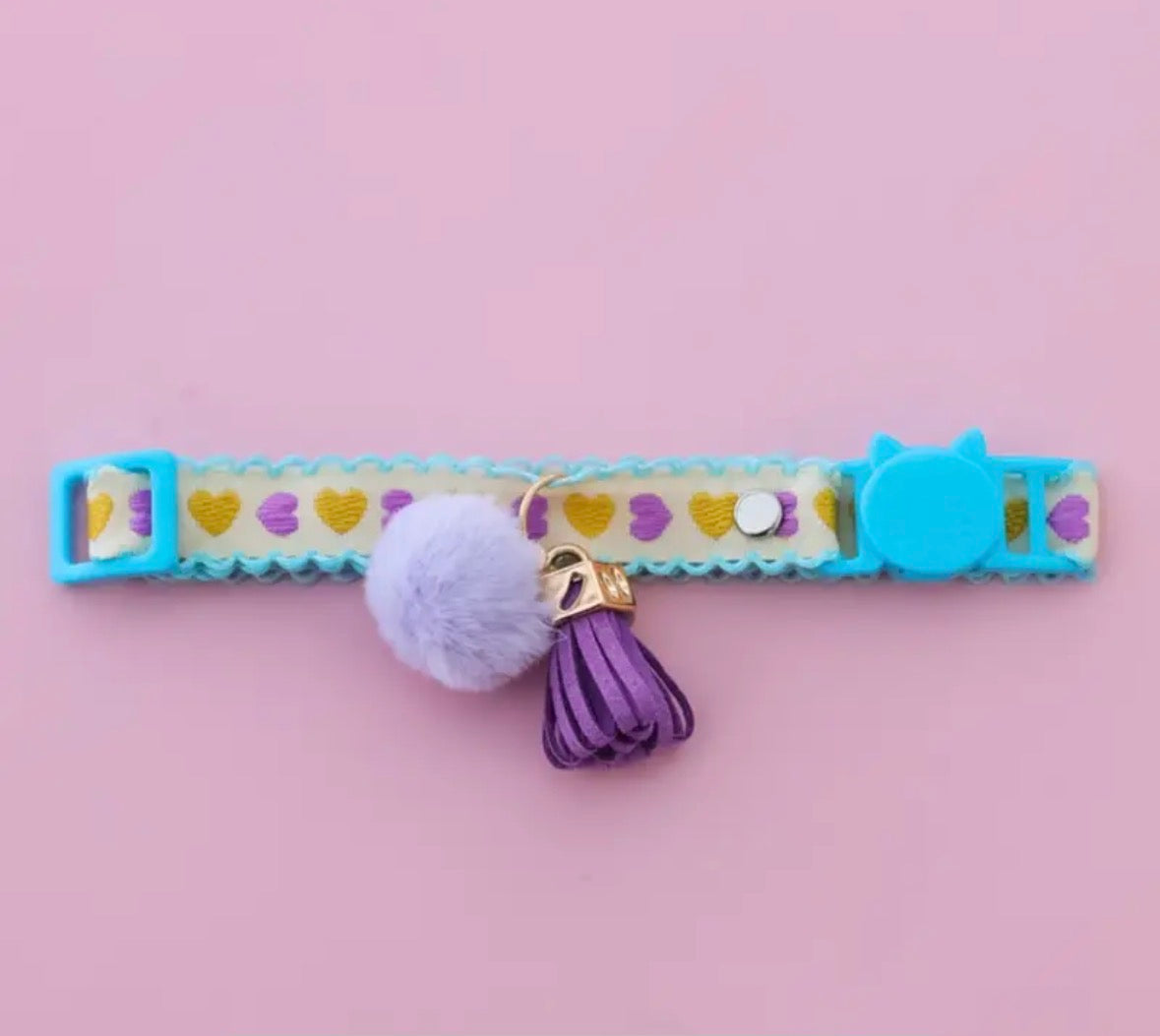 Collar Antiahogo Para Gato Corazones - Azul