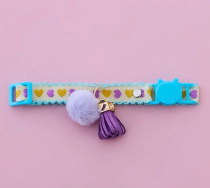 Collar Antiahogo Para Gato Corazones - Azul