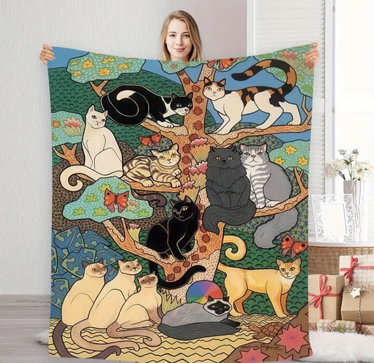 Manta con Diseño de Gatos