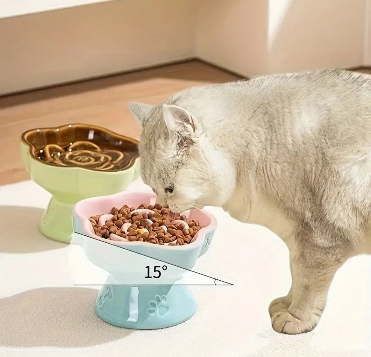 Comedero en Cerámica para Gatos Ansiosos