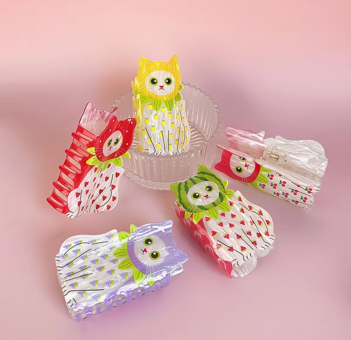 Pinza para el cabello Gatito Cereza