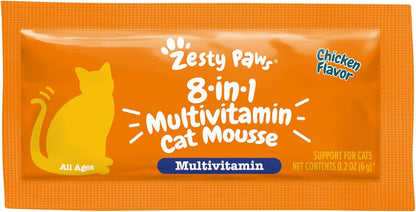 Zesty Paws Mousse Multivitamínico 8 en 1 para Gatos – Sabor Pollo