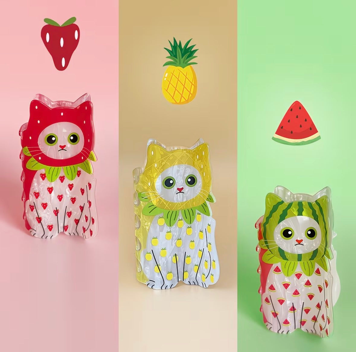Pinza para el cabello Gatito Cereza