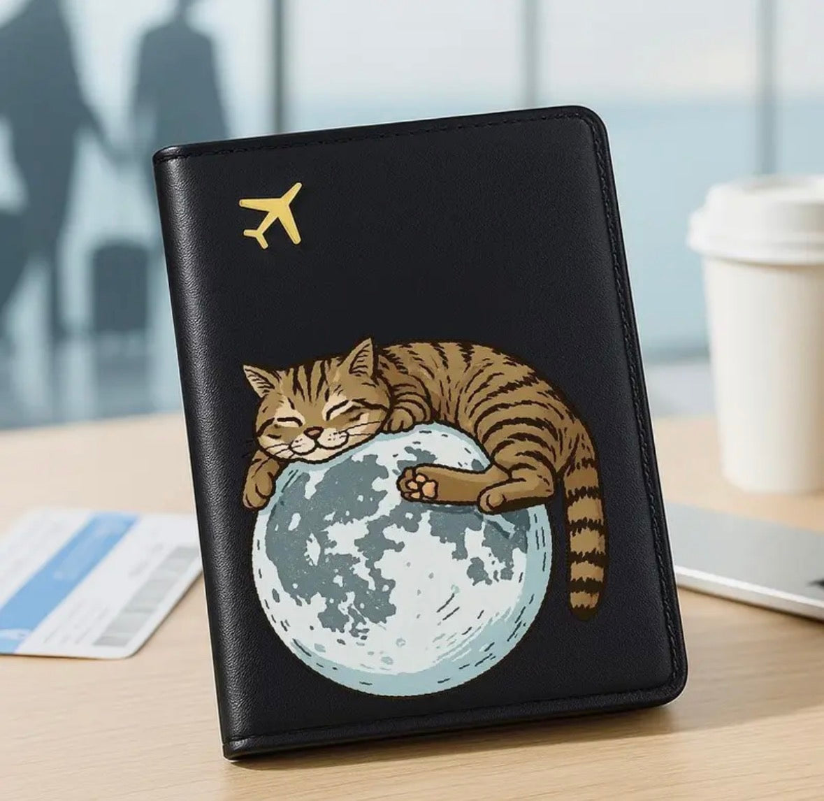 Portapasaporte de Gatito - Negro