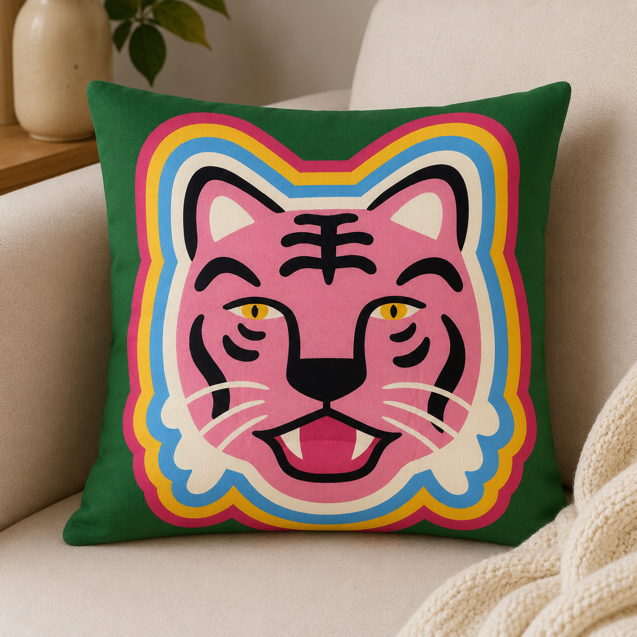 Funda para Cojín - Gato Arcoíris