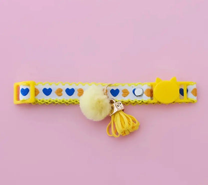 Collar Antiahogo Para Gato Corazones - Amarillo