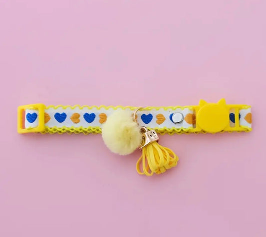 Collar Antiahogo Para Gato Corazones - Amarillo