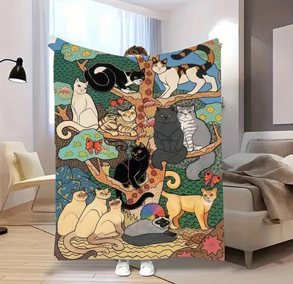 Manta con Diseño de Gatos
