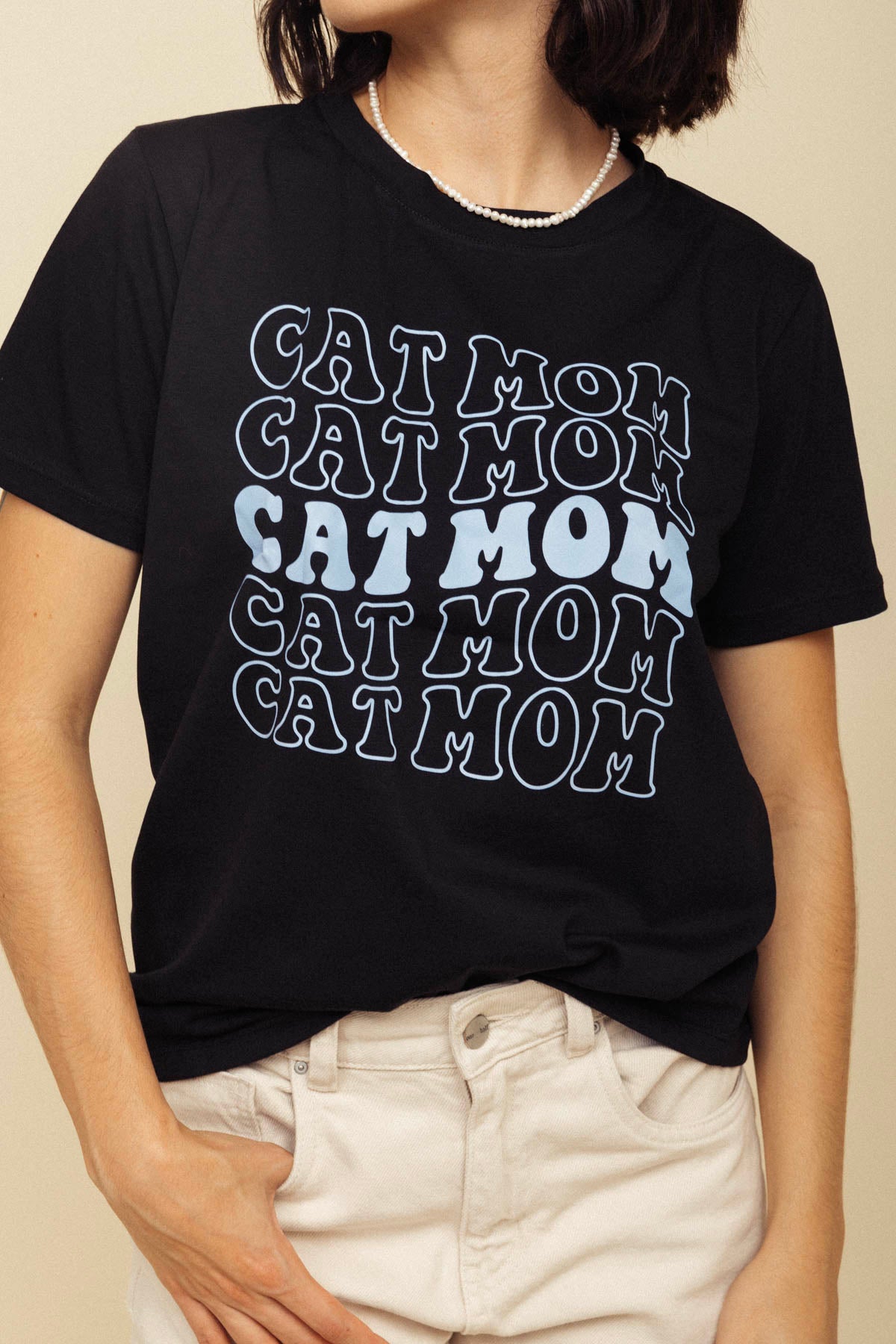 Camiseta Cat Mom Negra