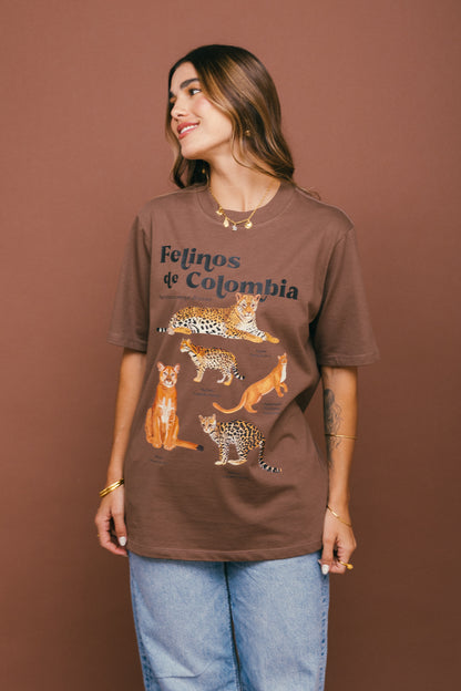 Camiseta Felinos de Colombia Café
