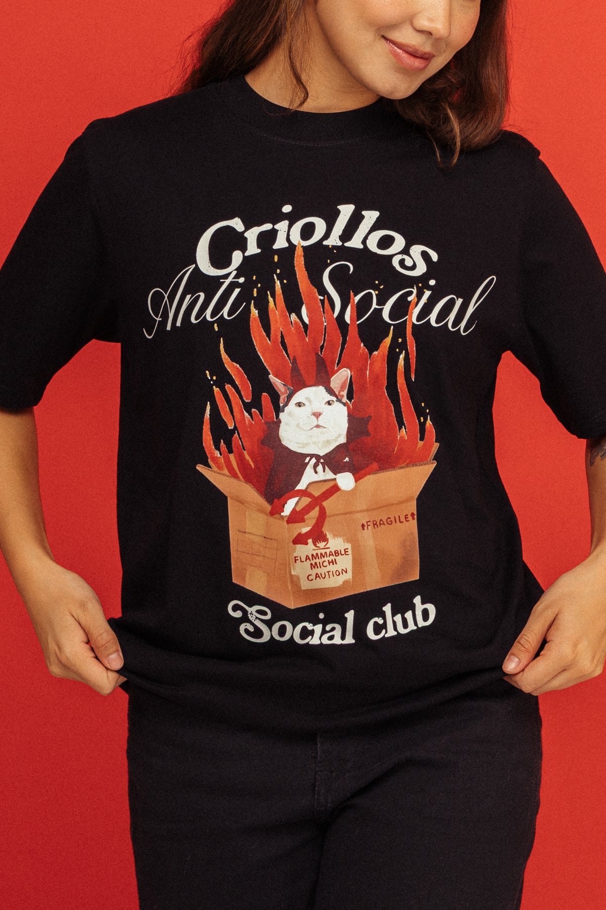 Camiseta Gatita Onfire	Negro