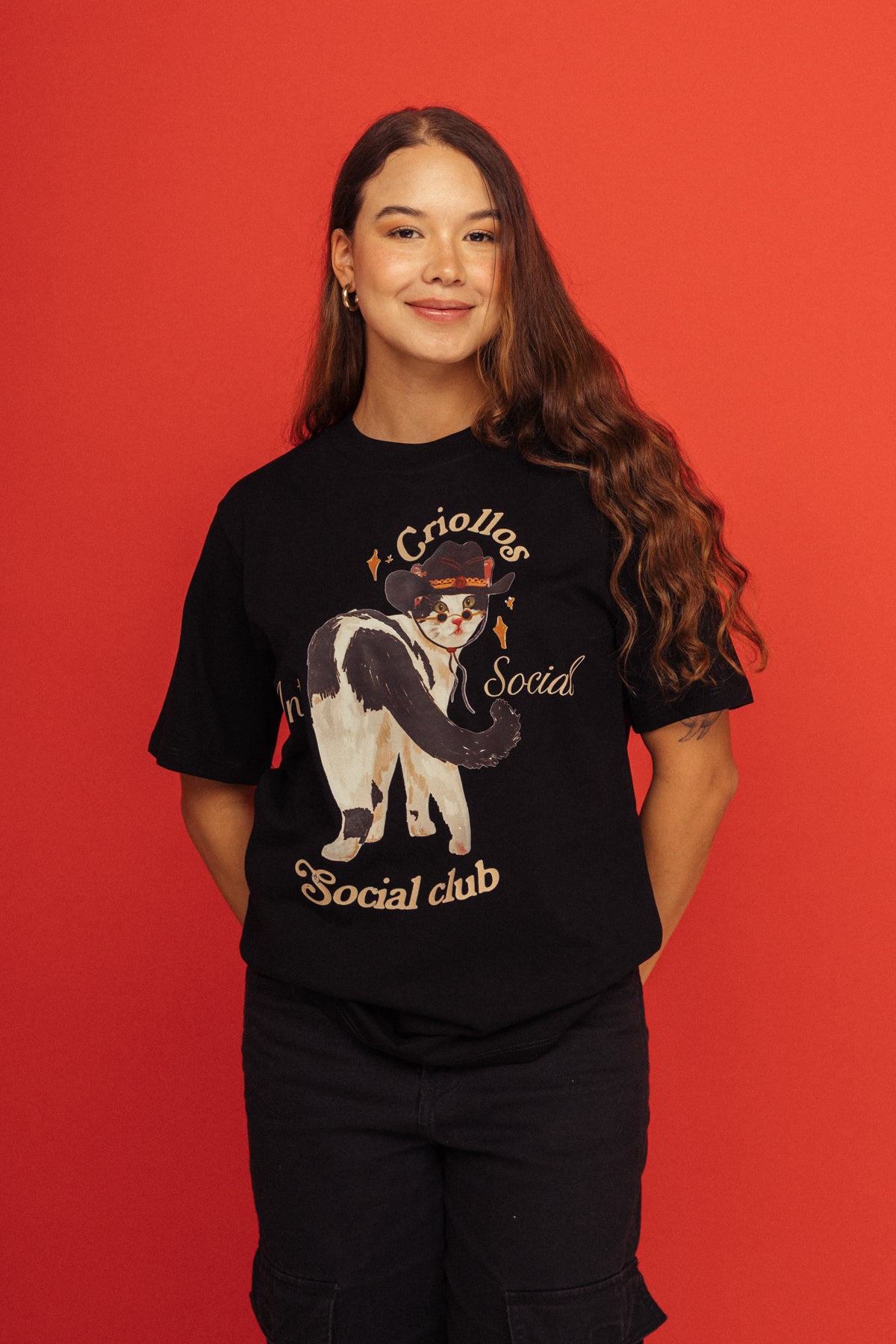 Camiseta Gatito Vaquero Negro