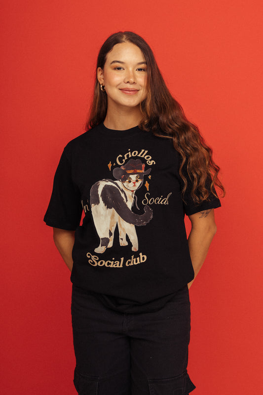 Camiseta Gatito Vaquero Negro