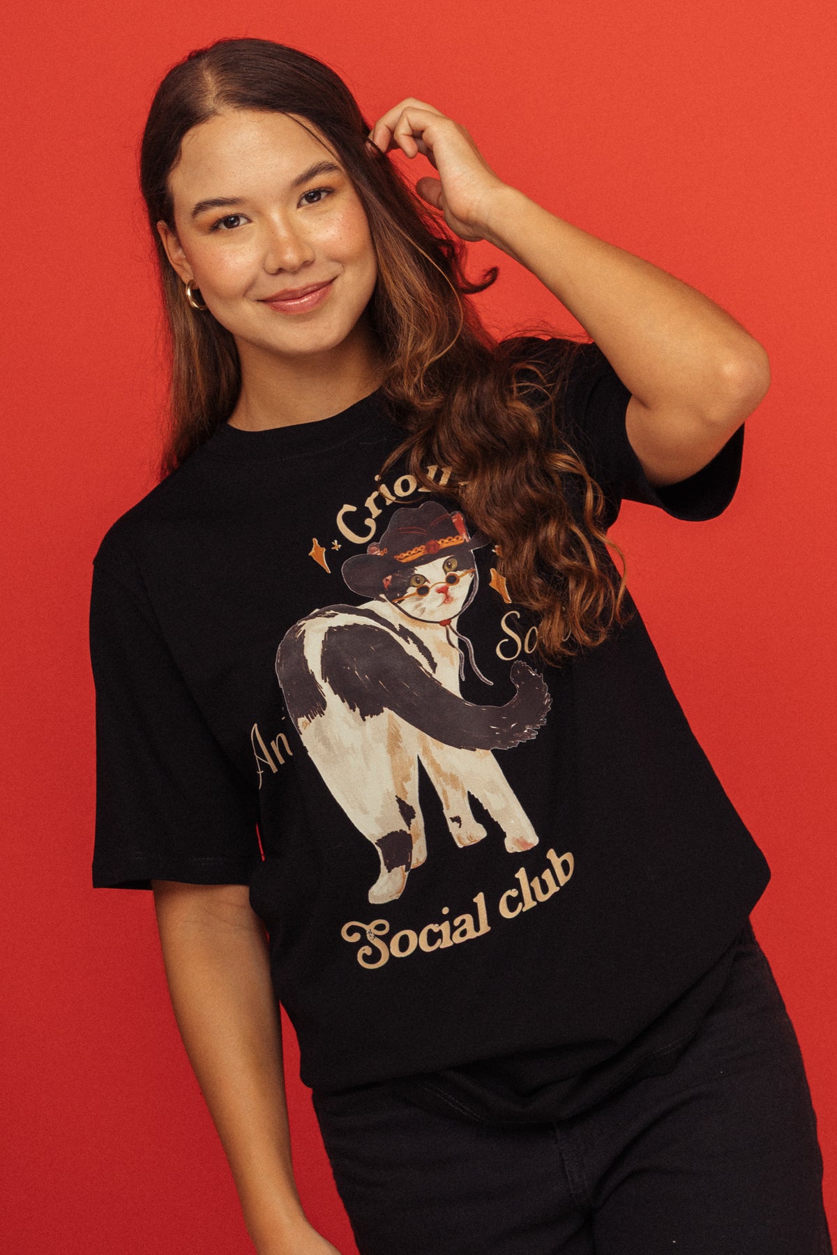 Camiseta Gatito Vaquero Negro