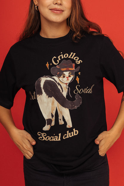 Camiseta Gatito Vaquero Negro