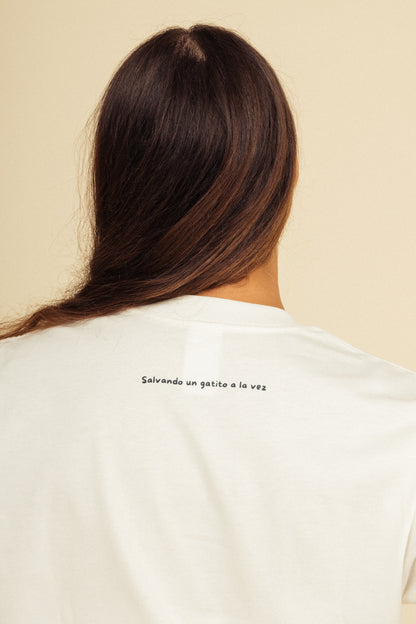 Camiseta Gatito Alas Marfil
