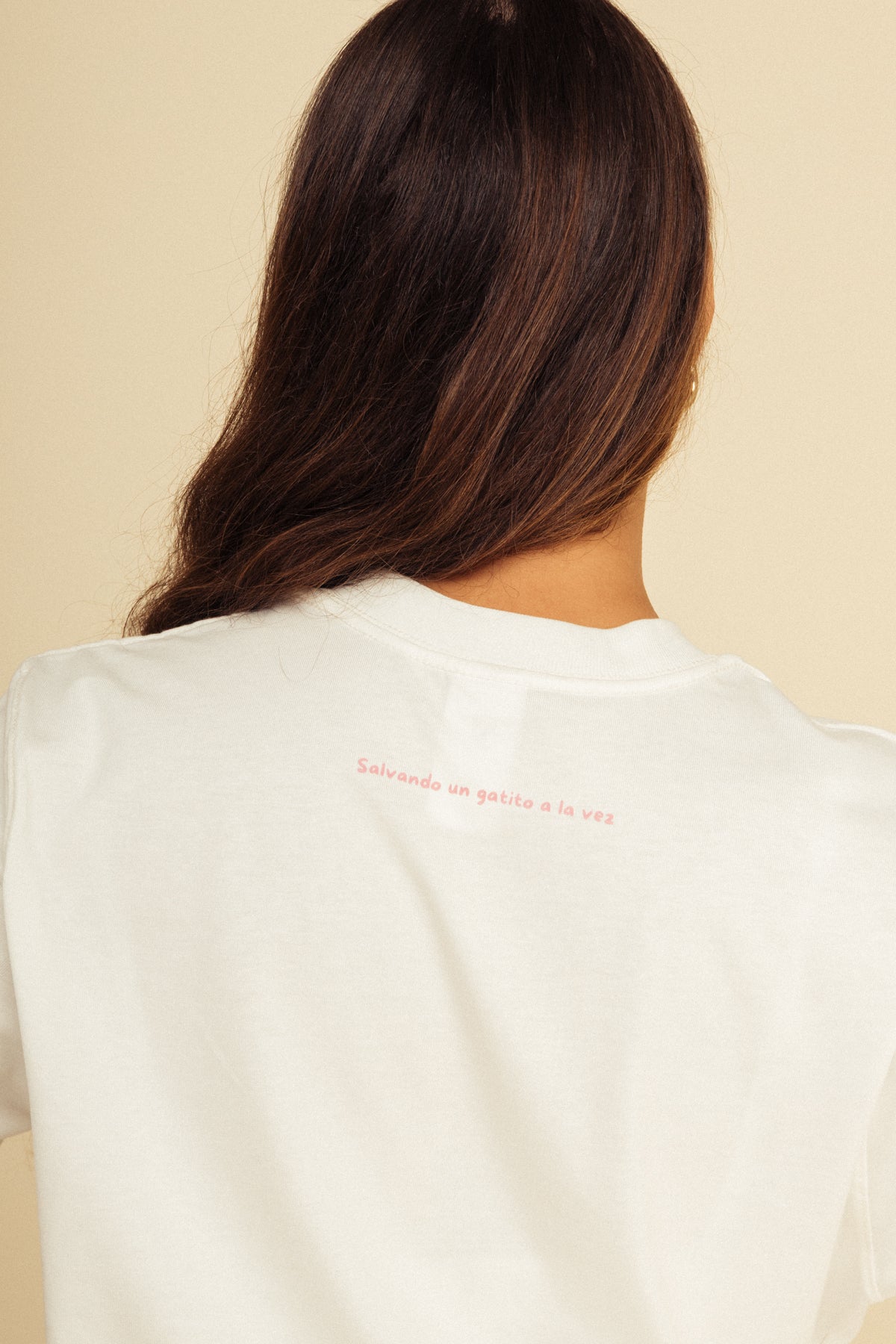 Camiseta Gatito Lujo Marfil