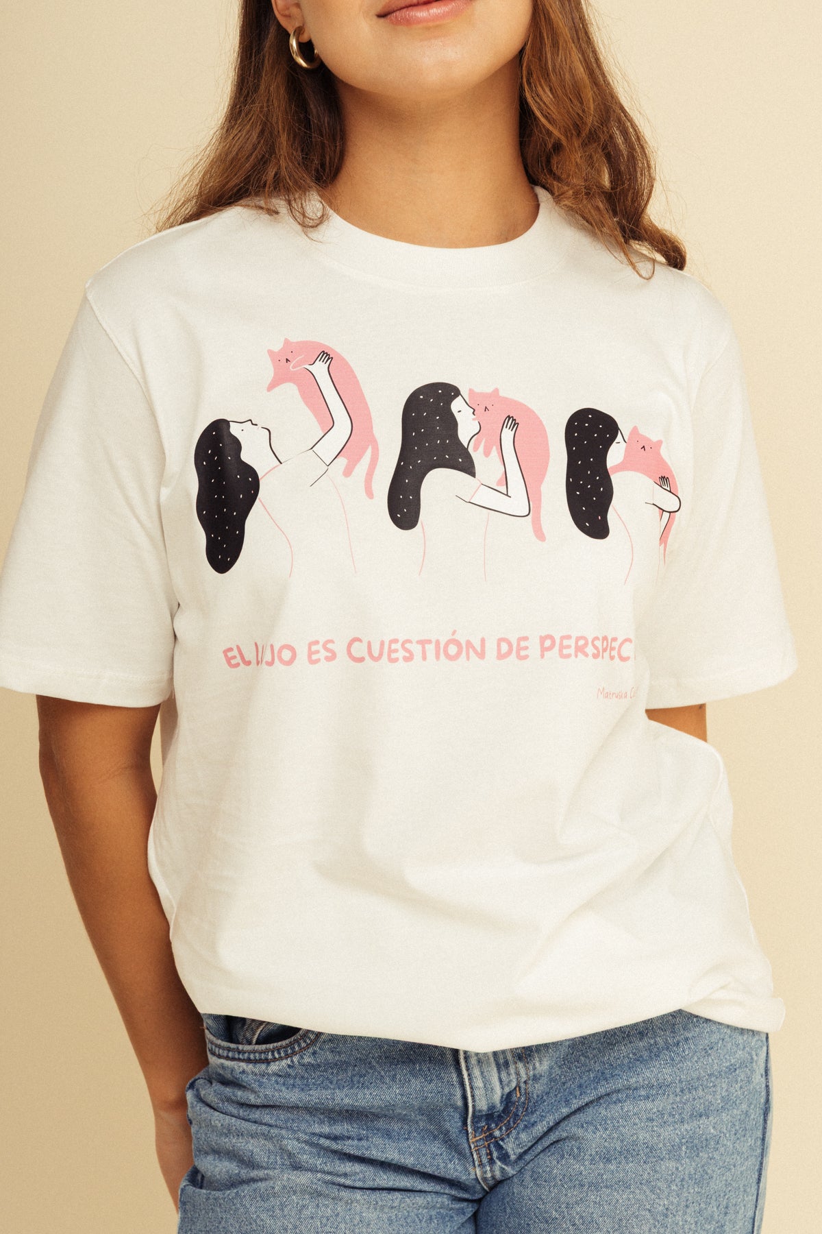 Camiseta Gatito Lujo Marfil