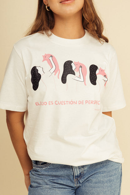 Camiseta Gatito Lujo Marfil