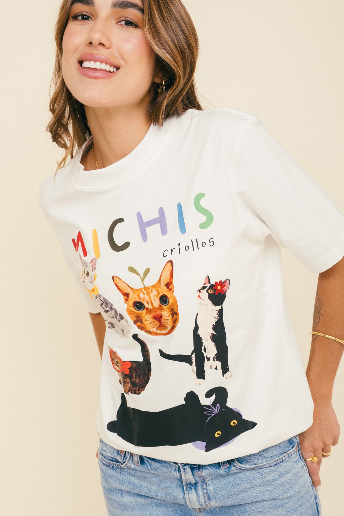 Camiseta Michis Criollos Marfil