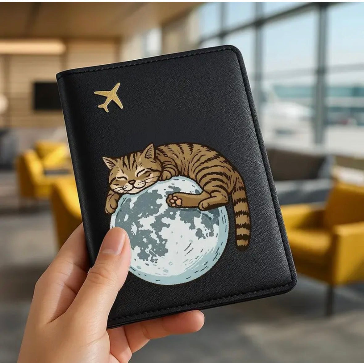 Portapasaporte de Gatito - Negro
