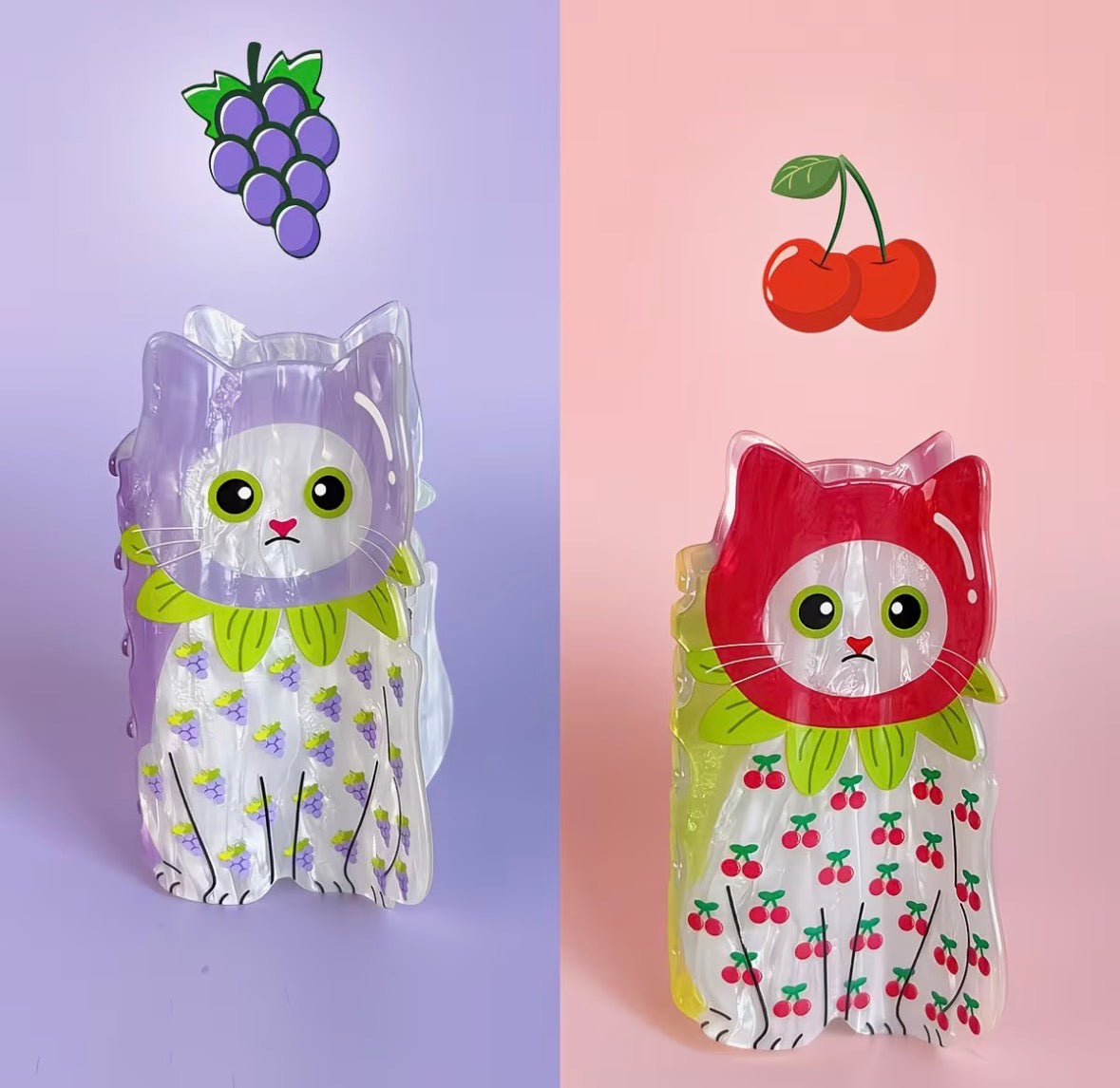Pinza para el cabello Gatito Cereza