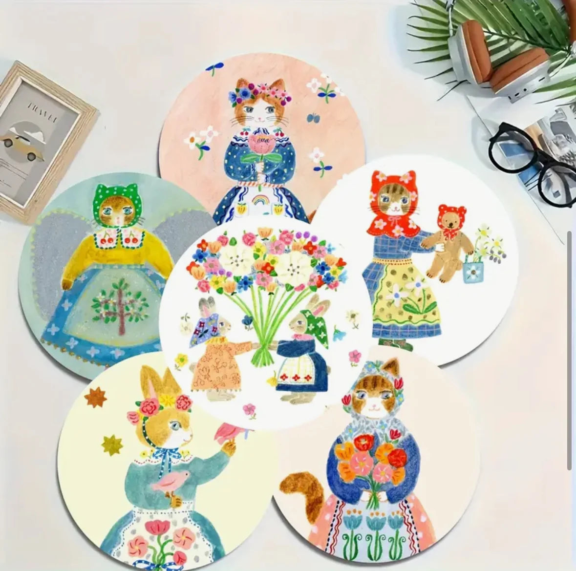 Portavasos de gato floral