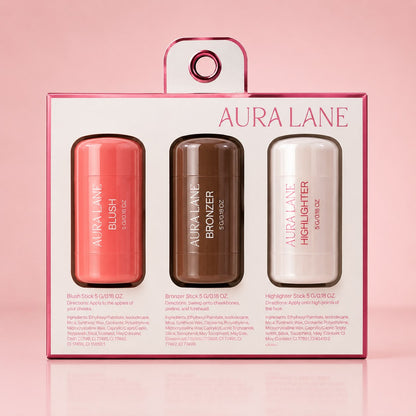 Creme Blush, Bronzer and Highlitter Sticks Aura Lane