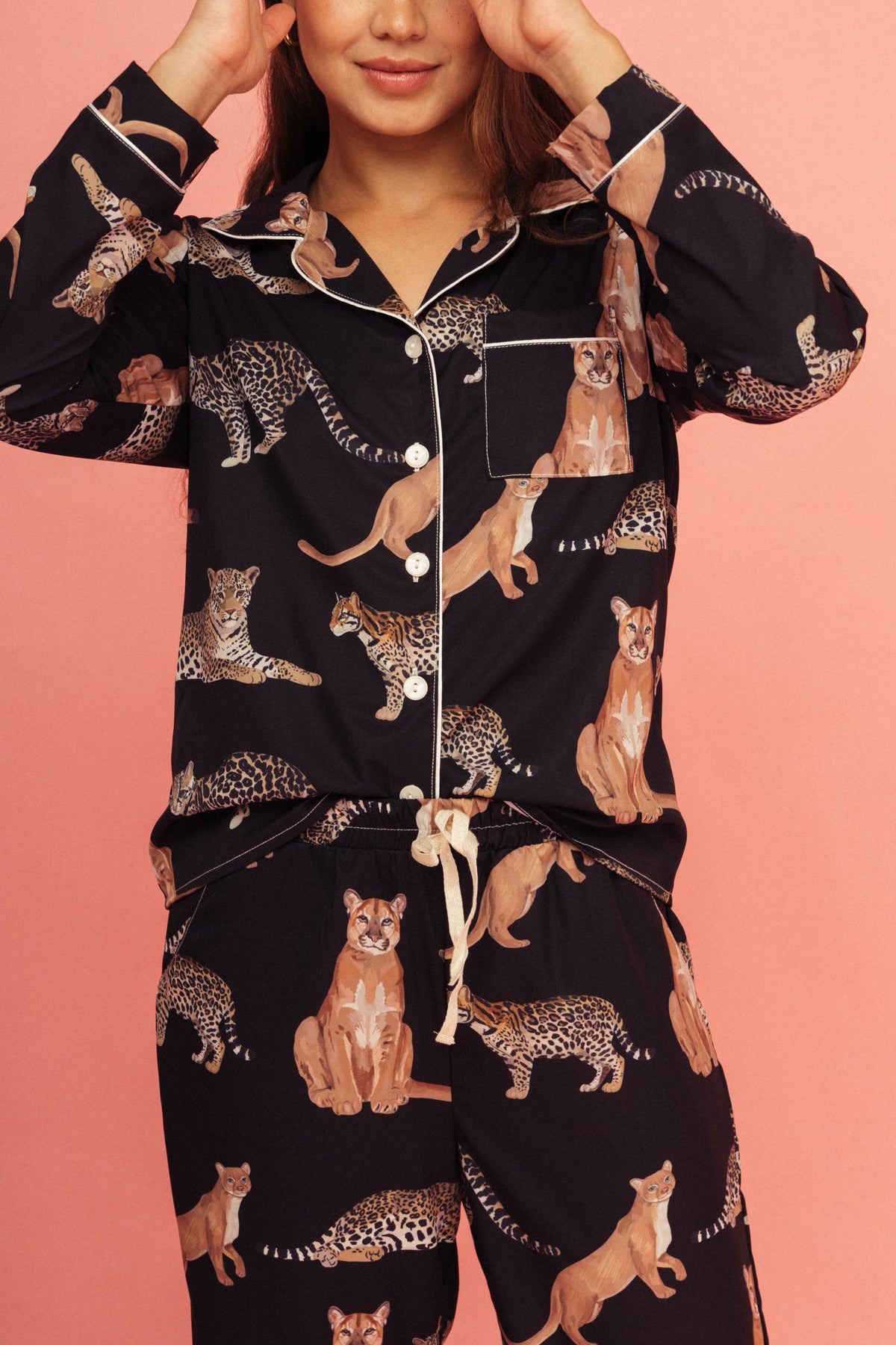 Pijama Pantalón Felinos Negro