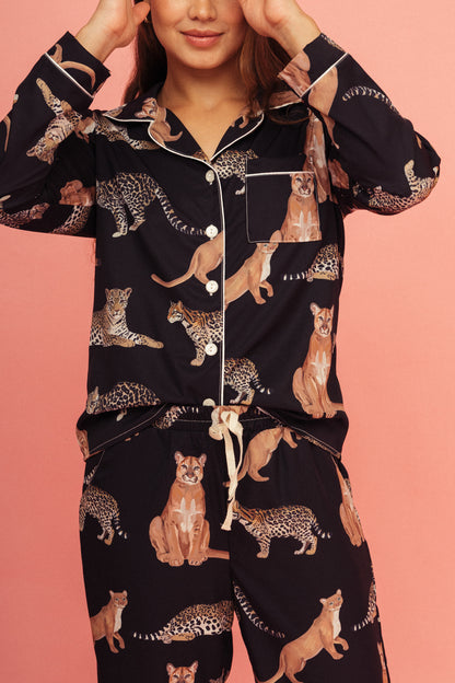 Pijama Pantalón Felinos Negro